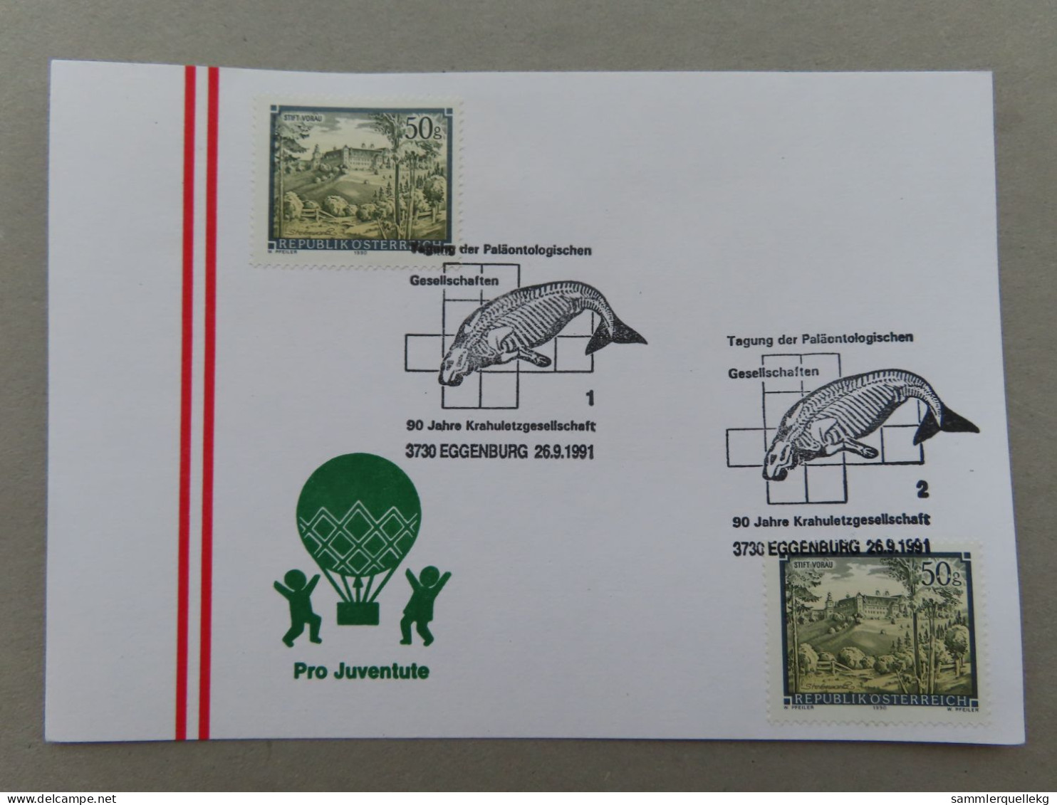 Österreich Pro Juventute - Mit Sonderstempel 20. 9. 1991 Eggenburg,Tagung Der Paläontologischen Gesellschaften (Nr.1323) - Other & Unclassified