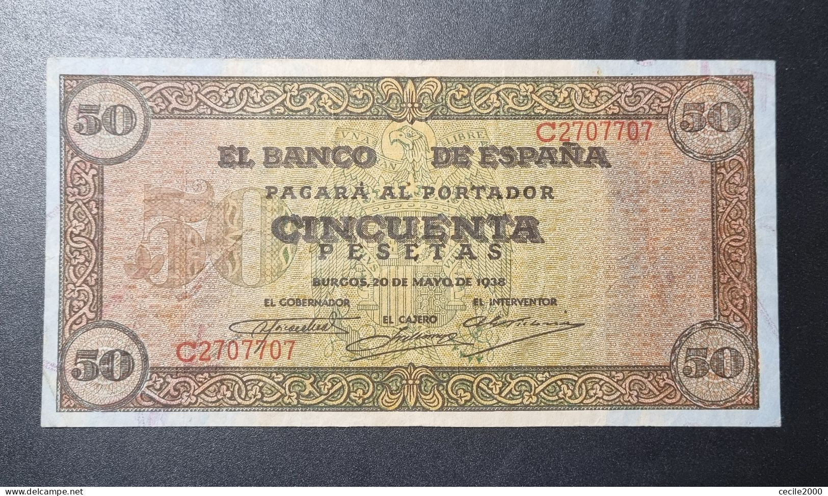 BILLET ESPAGNE SPAIN BANKNOTE 50 PESETAS 1938 AXF / EBC- BILLETE ESPAÑA *COMPRAS MULTIPLES CONSULTAR* - 50 Pesetas