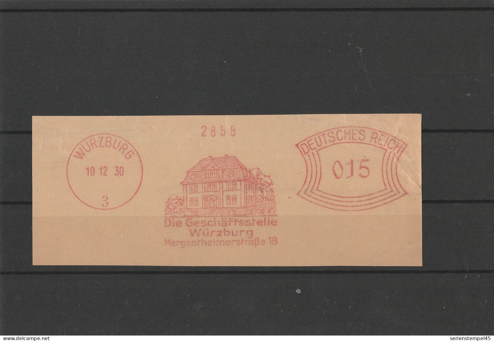 Deutsches Reich Briefstück Mit Freistempel Würzburg 1930 Die Geschäftsstelle Würzburg - Franking Machines