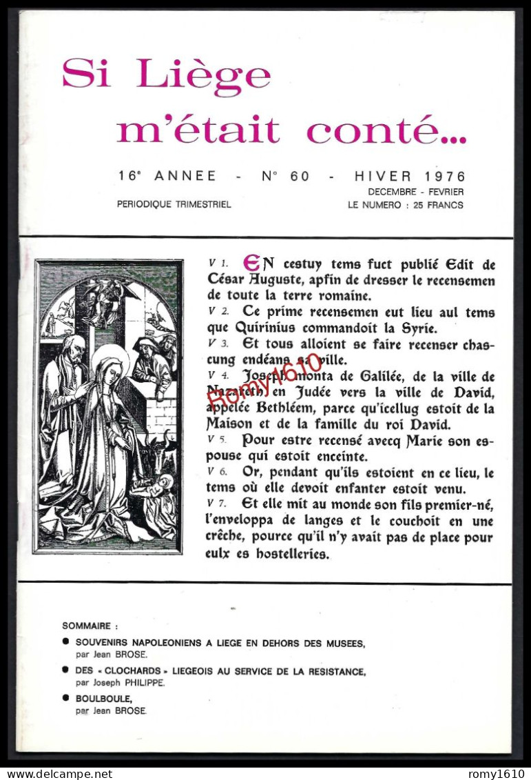 SI LIEGE M'ETAIT CONTE... 3 Numéros. Année  1976. N°58, 59, 60 Richement illustrés.