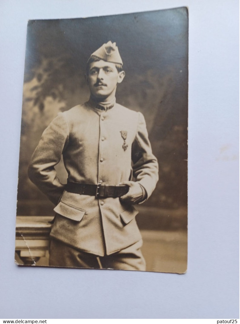 Militaria Carte Photo Uniforme Portrait Militaire Français - Uniforms