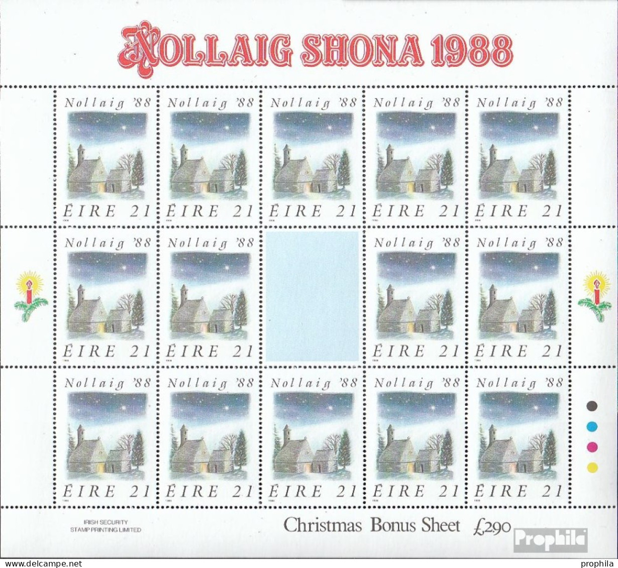 Irland 665 Kleinbogen (kompl.Ausg.) Mit Zierfeld Postfrisch 1988 Weihnachten - Ungebraucht