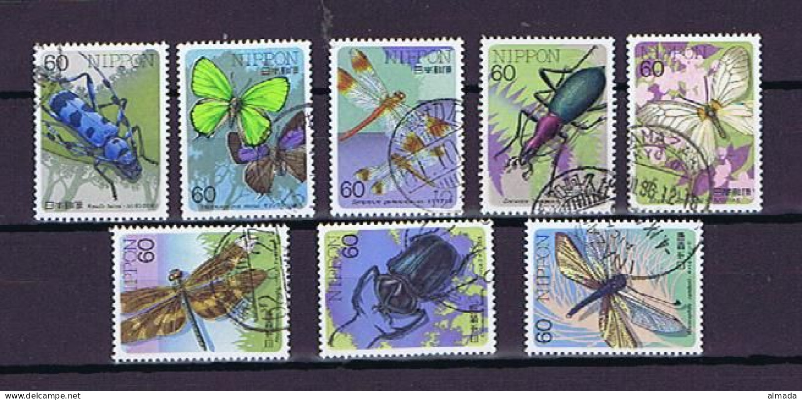 Japan 1986-1987: Insects, 8 Diff. Used, 8 Versch. Gestempelt - Gebruikt
