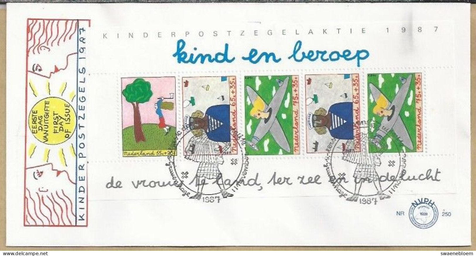 NL.- FDC. NVPH Nr. 250a. EERSTE DAG VAN UITGIFTE. FIRST DAY OF ISSUE. 01-11-1987. KINDERPOSTZEGELS - FDC