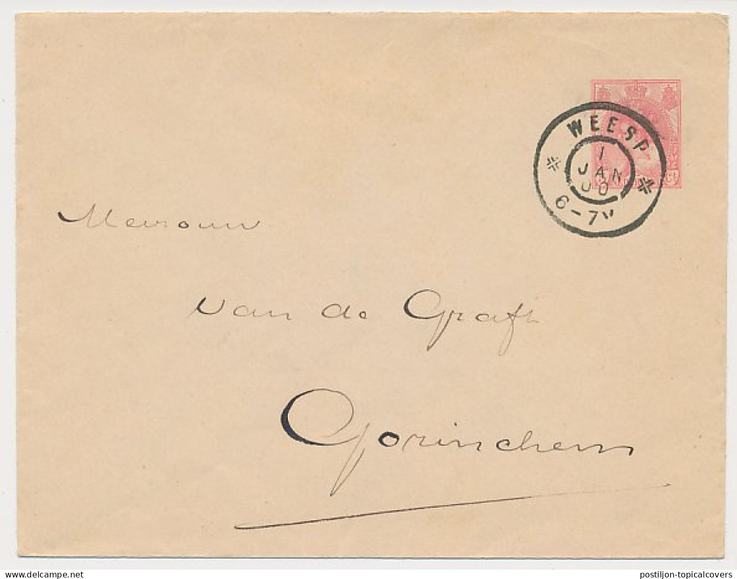 Envelop G. 8 A Weesp - Gorinchem 1900 - Postwaardestukken