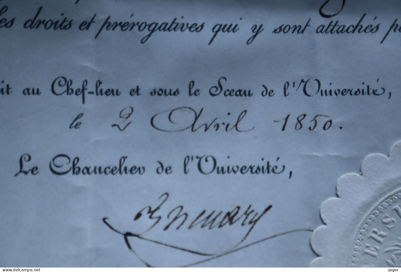 1850 Diplome De Bachelier Gouhier De Fontenay   Noblesse - Documentos Históricos