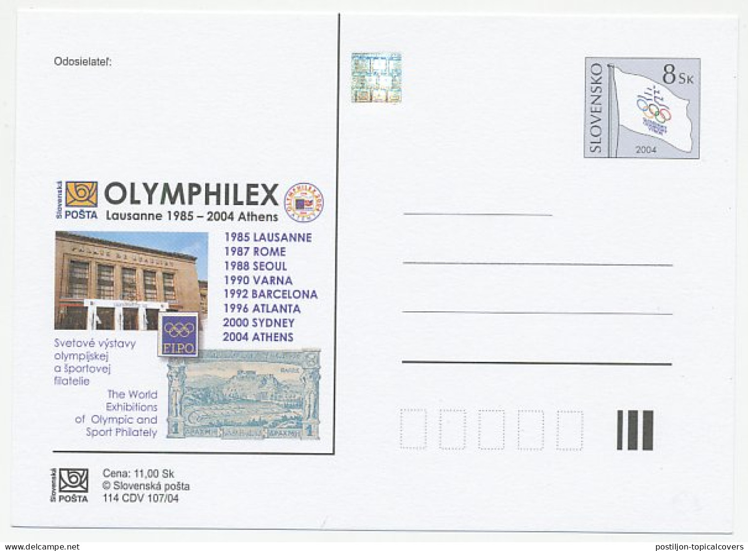 Postal Stationery Slovakia 2004 World Exhibition Of Olympic And Sport Philately - Sonstige & Ohne Zuordnung