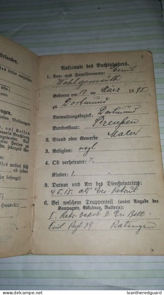 Livrets Allemands 1914-1918 - Documenten