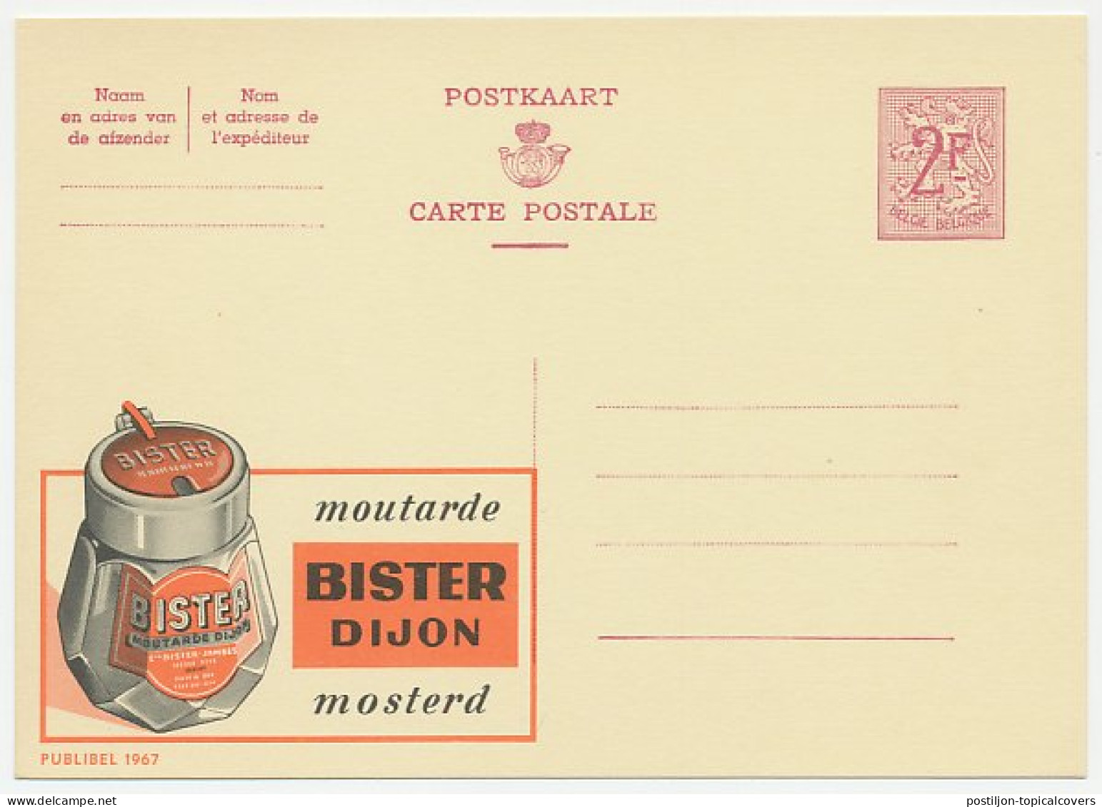 Publibel - Postal Stationery Belgium 1959 Mustard - Bister Dijon - Alimentation