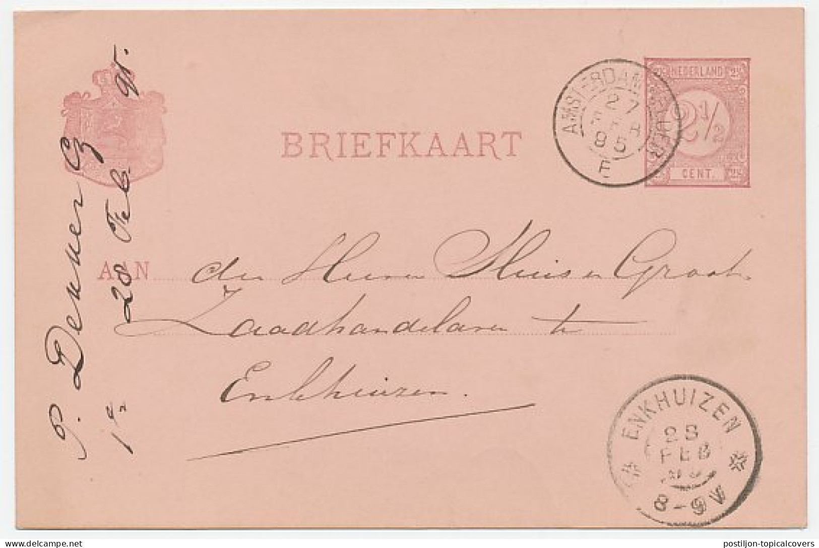 Trein Kleinrondstempel : Amsterdam - Helder E 1895 - Lettres & Documents