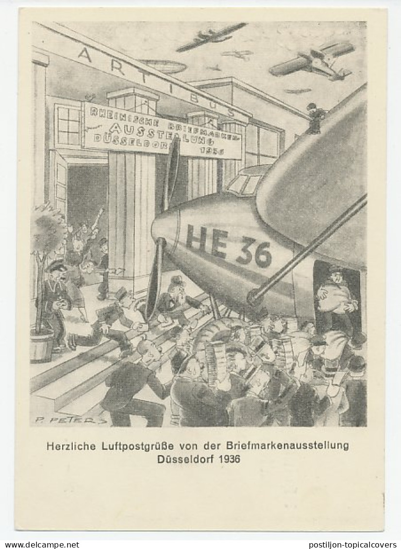 Postal Stationery Germany 1936 Philatelic Exhibition Dusseldorf - Zeppelin - Airplane - Autres & Non Classés