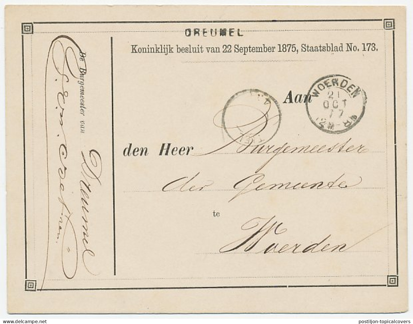 Naamstempel Dreumel 1877 - Storia Postale