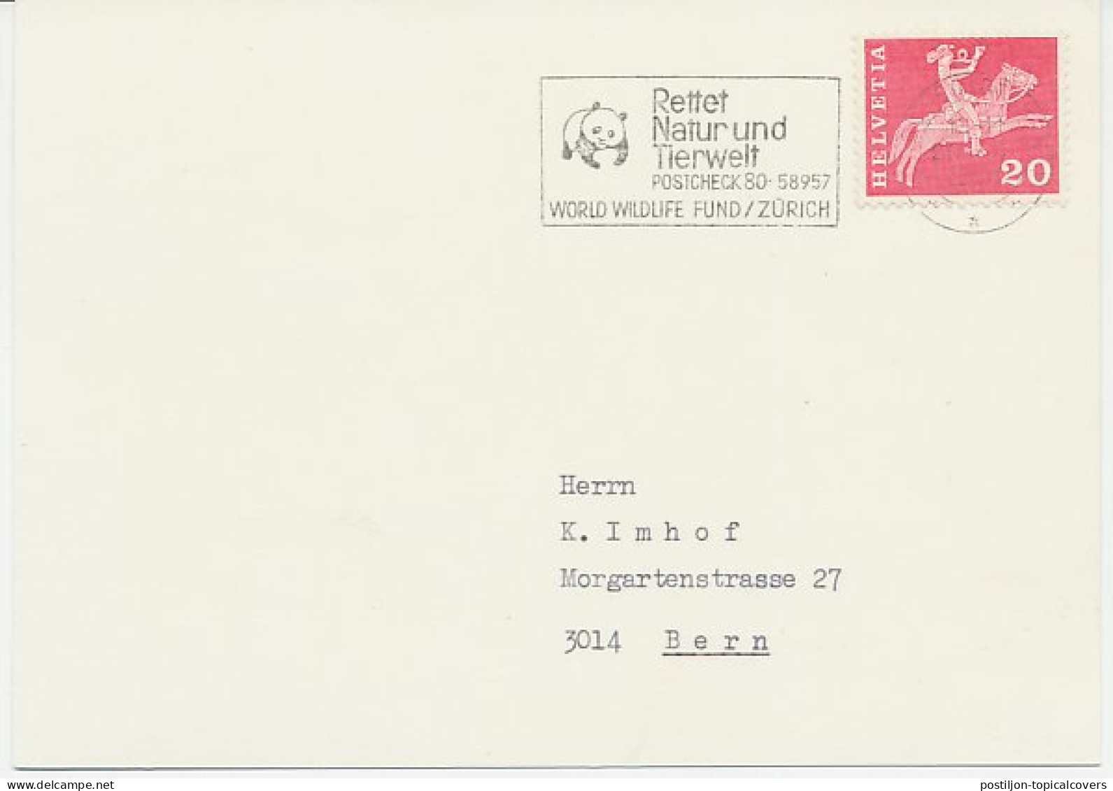 Card / Postmark Switzerland Panda Bear - Other & Unclassified