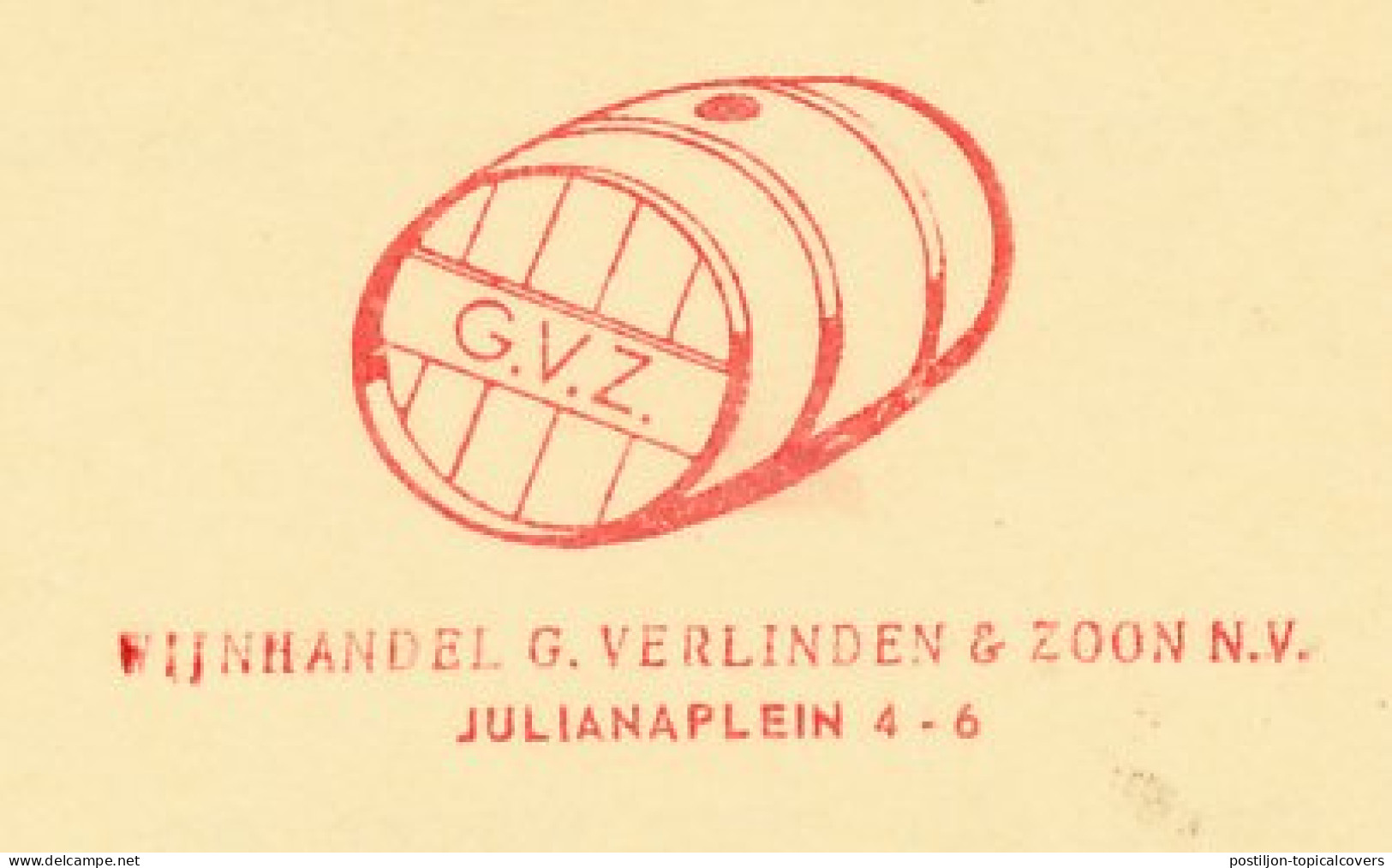 Meter Card Netherlands 1962 Wine Barrel - Vins & Alcools