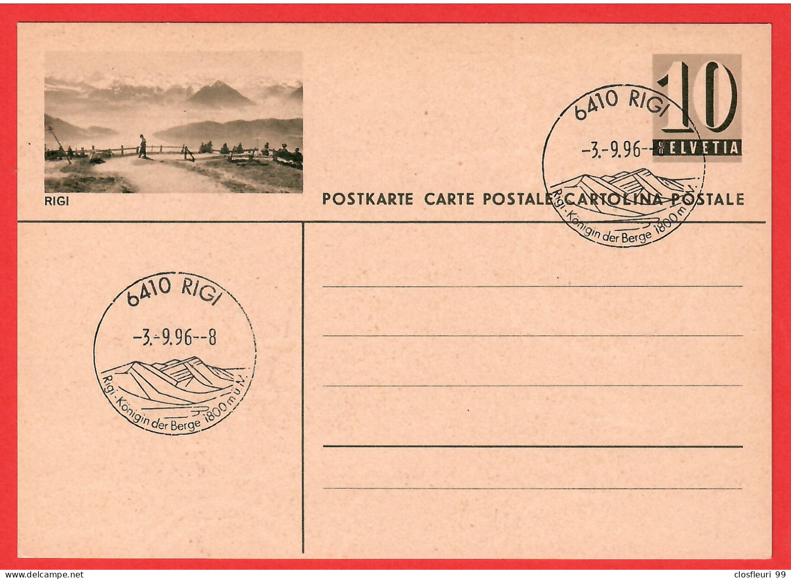 RIGI / Bild Selbes Bild Und K.-Stempel. Sehr Rar - Enteros Postales