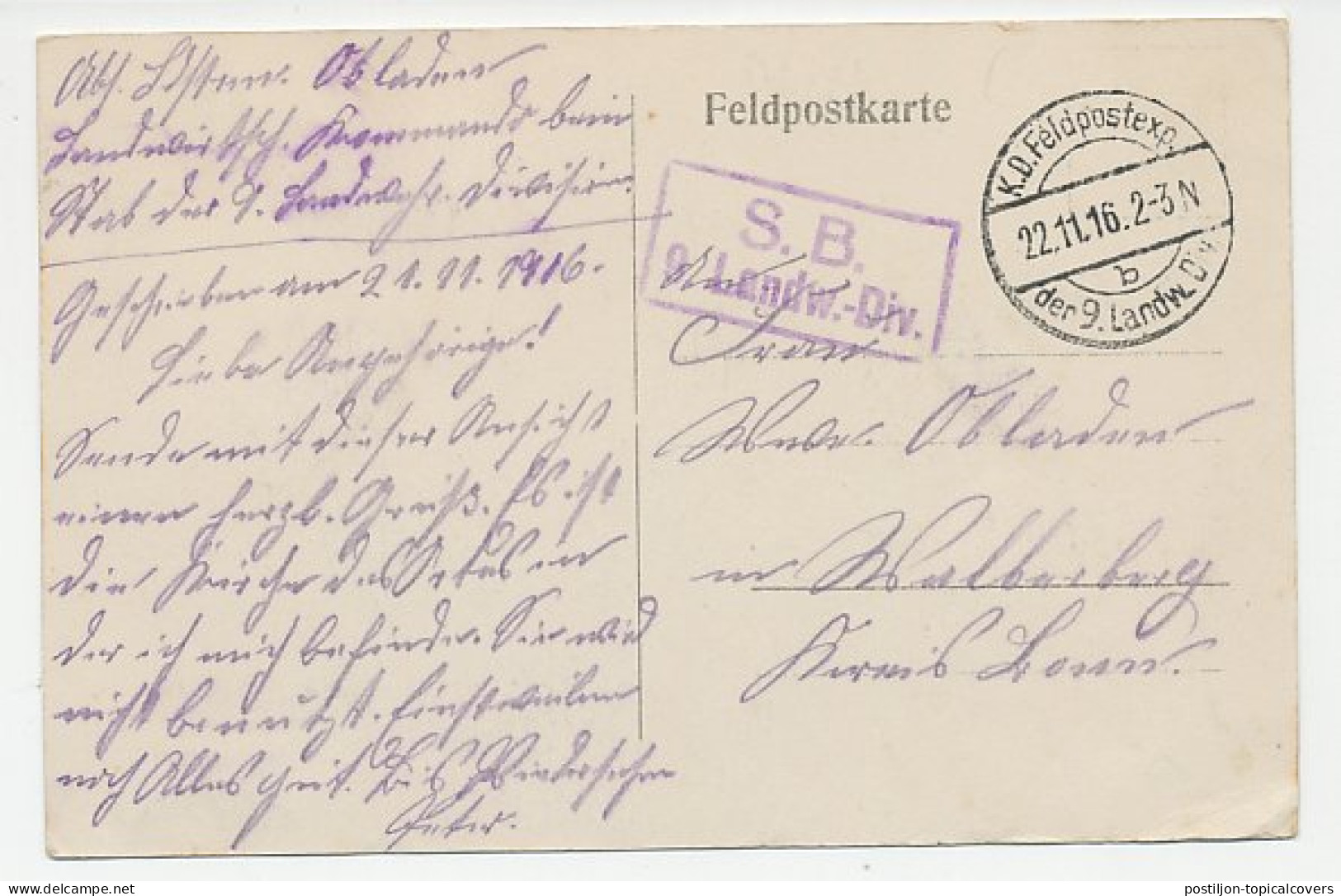 Fieldpost Postcard Germany 1916 Electricity Poles - WWI - Elektriciteit