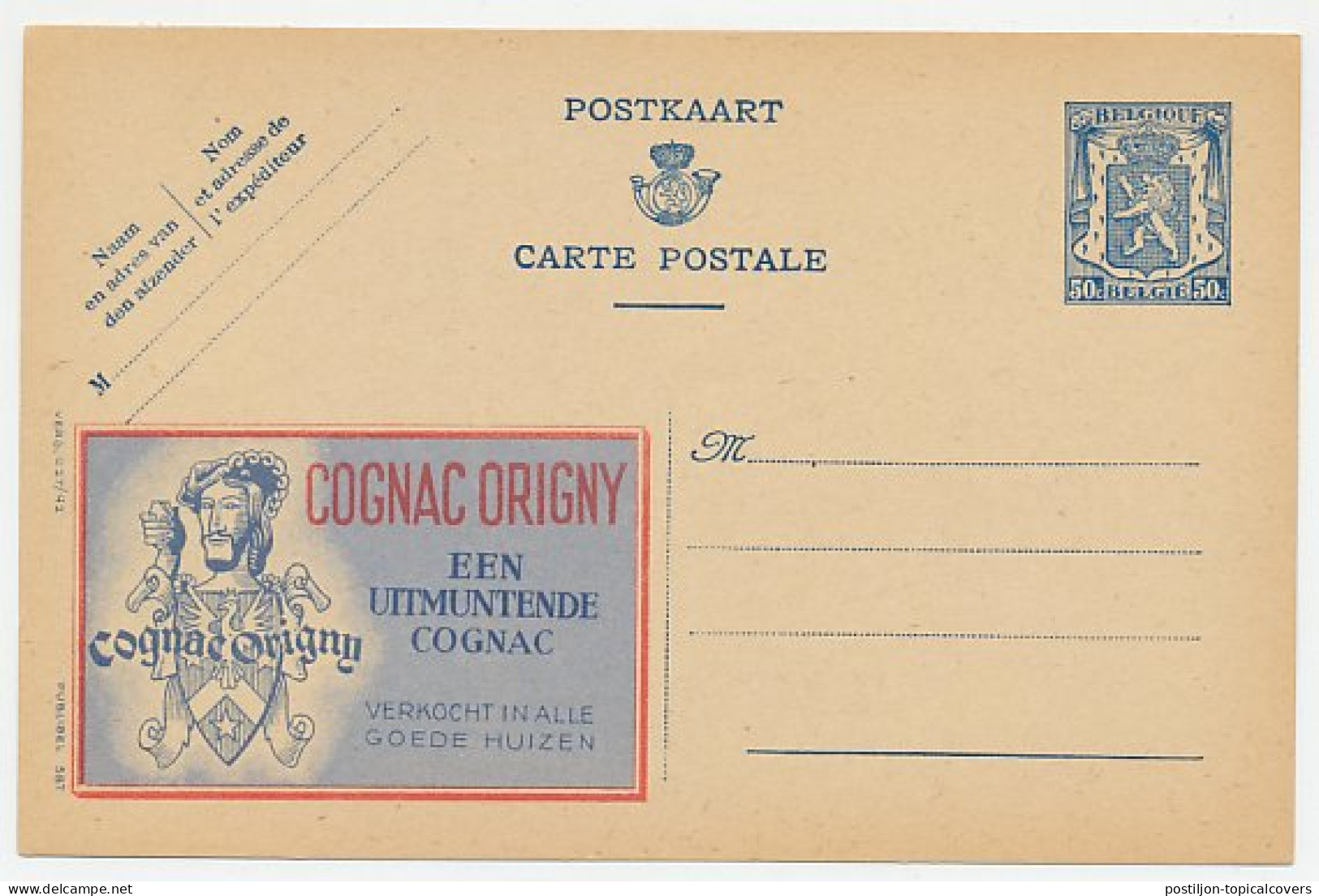 Publibel - Postal Stationery Belgium 1941 Cognac - Origny - Vinos Y Alcoholes