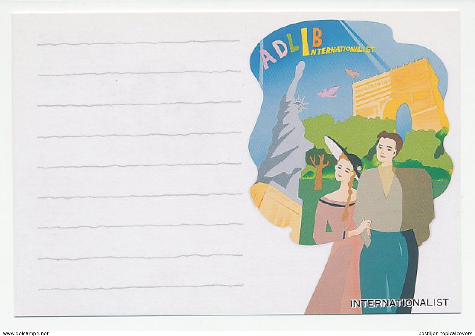 Postal Stationery / Postmark Japan Lady Liberty - Arc De Triomphe - Skulpturen