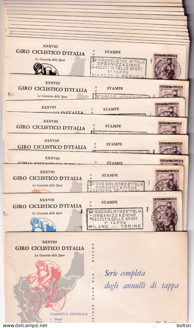 1955 N. 21 BUSTE ALA CON ANNULLI MECCANICI PER Il 38° Giro D'Italia  Giro Completo - Cyclisme