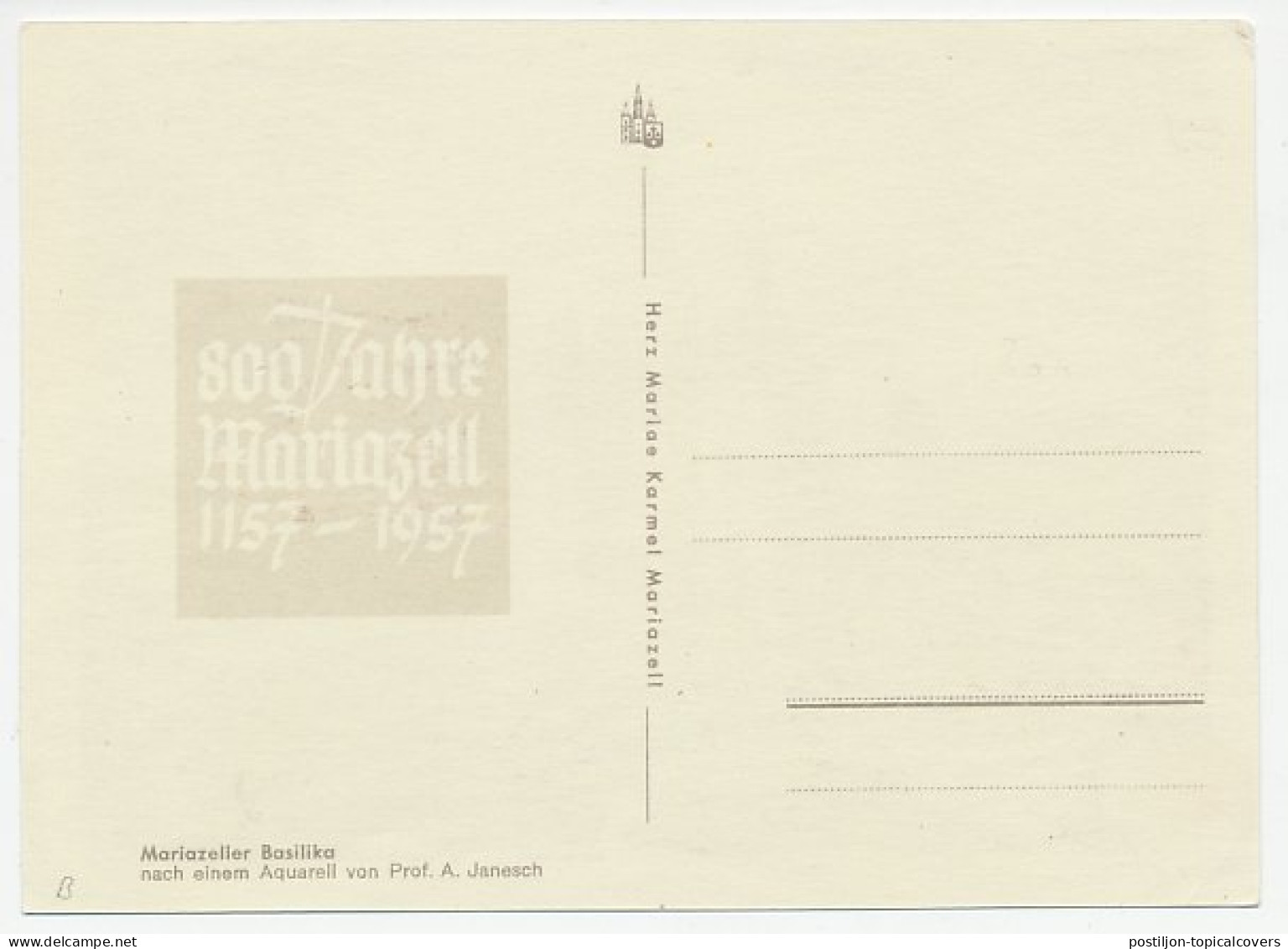 Maximum Card Austria 1957 Basilica Mariazell - Eglises Et Cathédrales