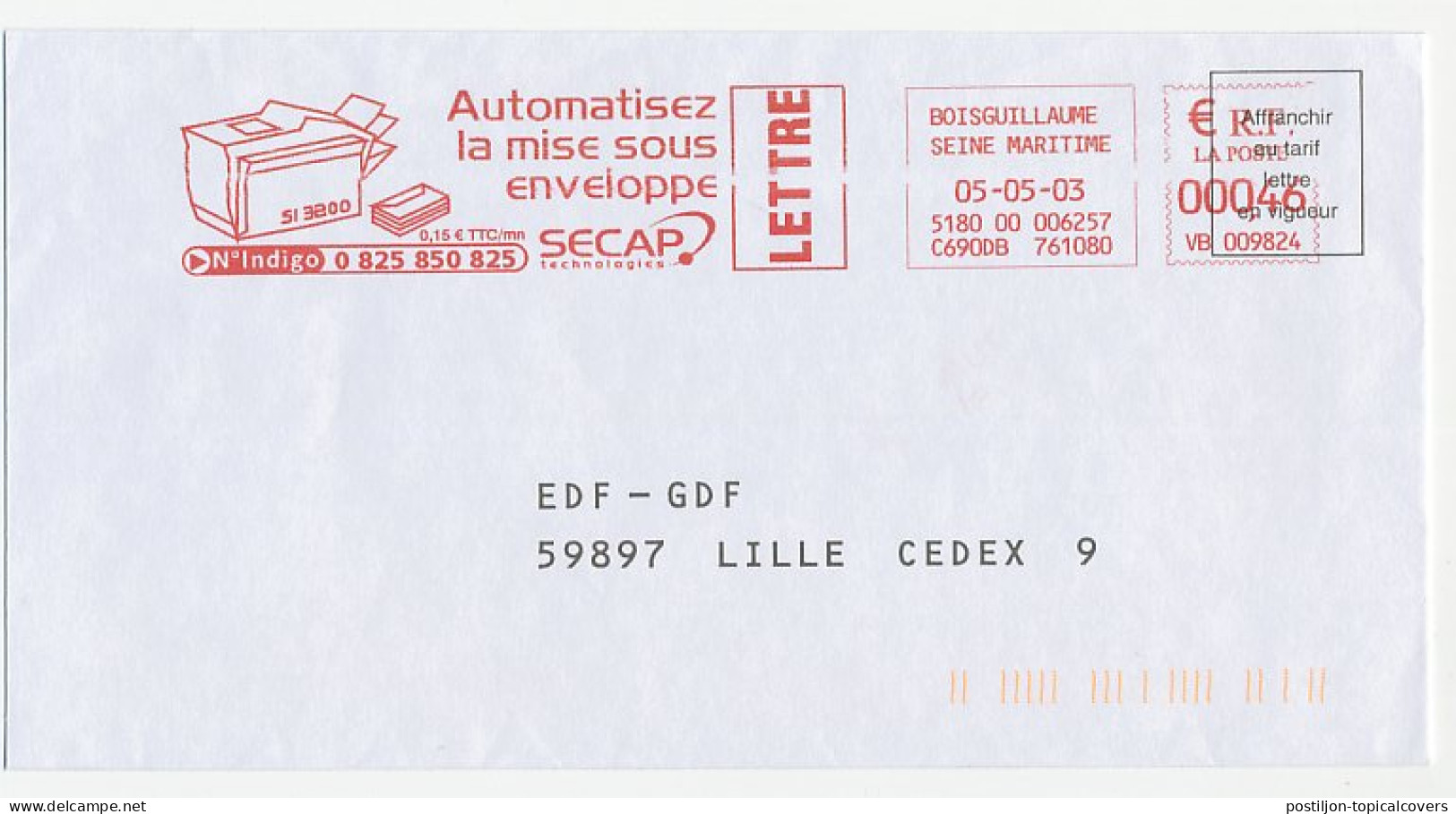 Meter Cover France 2003 Envelope Sealing Machine - Secap - Non Classés