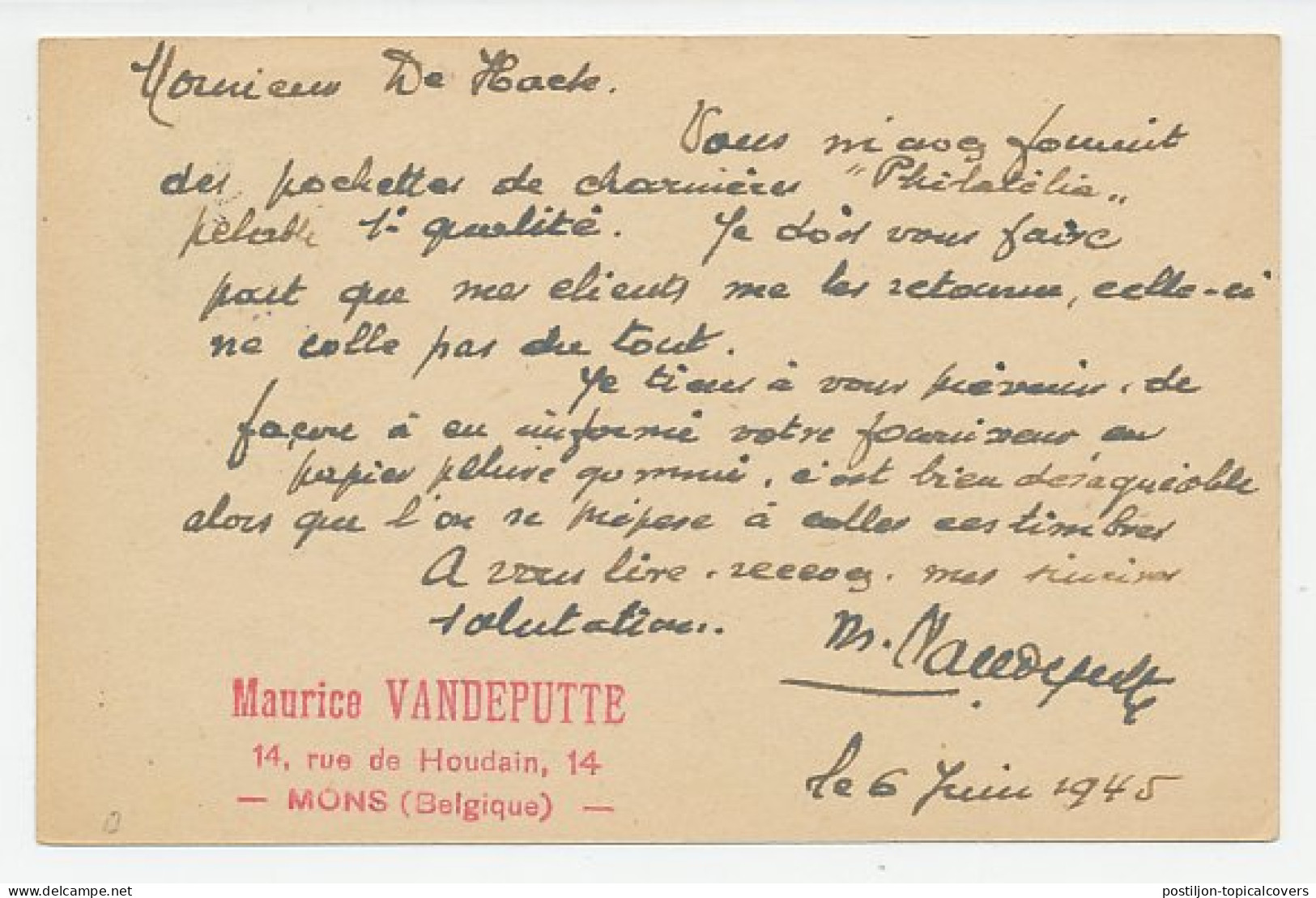 Publibel - Postal Stationery Belgium 1945 Medicine - Tablet - Pharmazie
