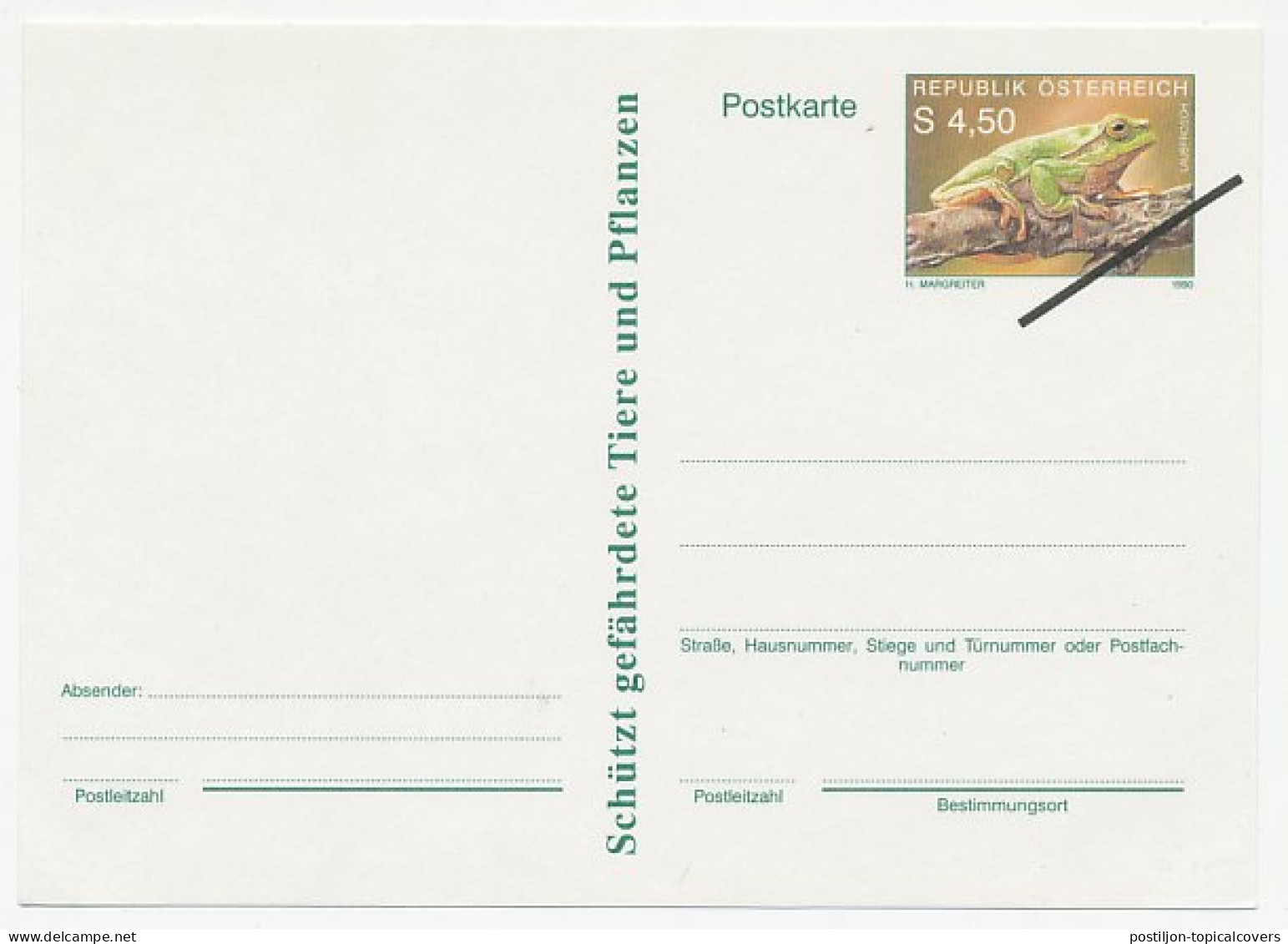 Postal Stationery Austria 1990 - Specimen Frog - Autres & Non Classés