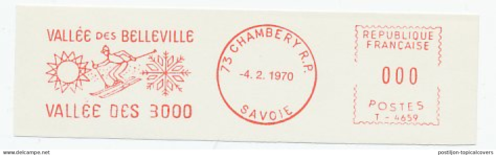 Proof / Test Meter Strip France 1970 Skiing - Sun - Snow Crystal - Winter (Other)