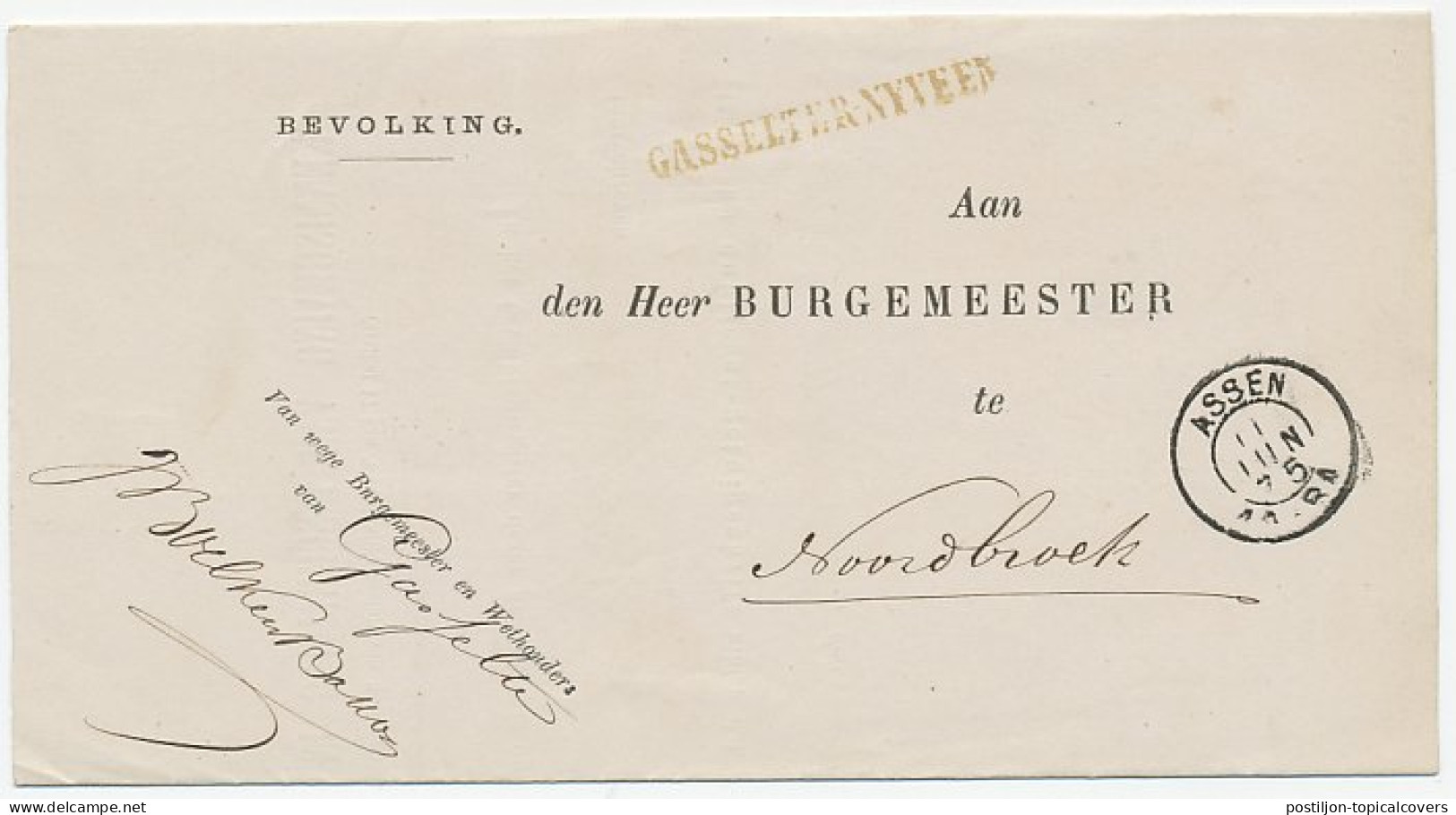 Naamstempel Gasselter - Nyveen 1875 - Lettres & Documents