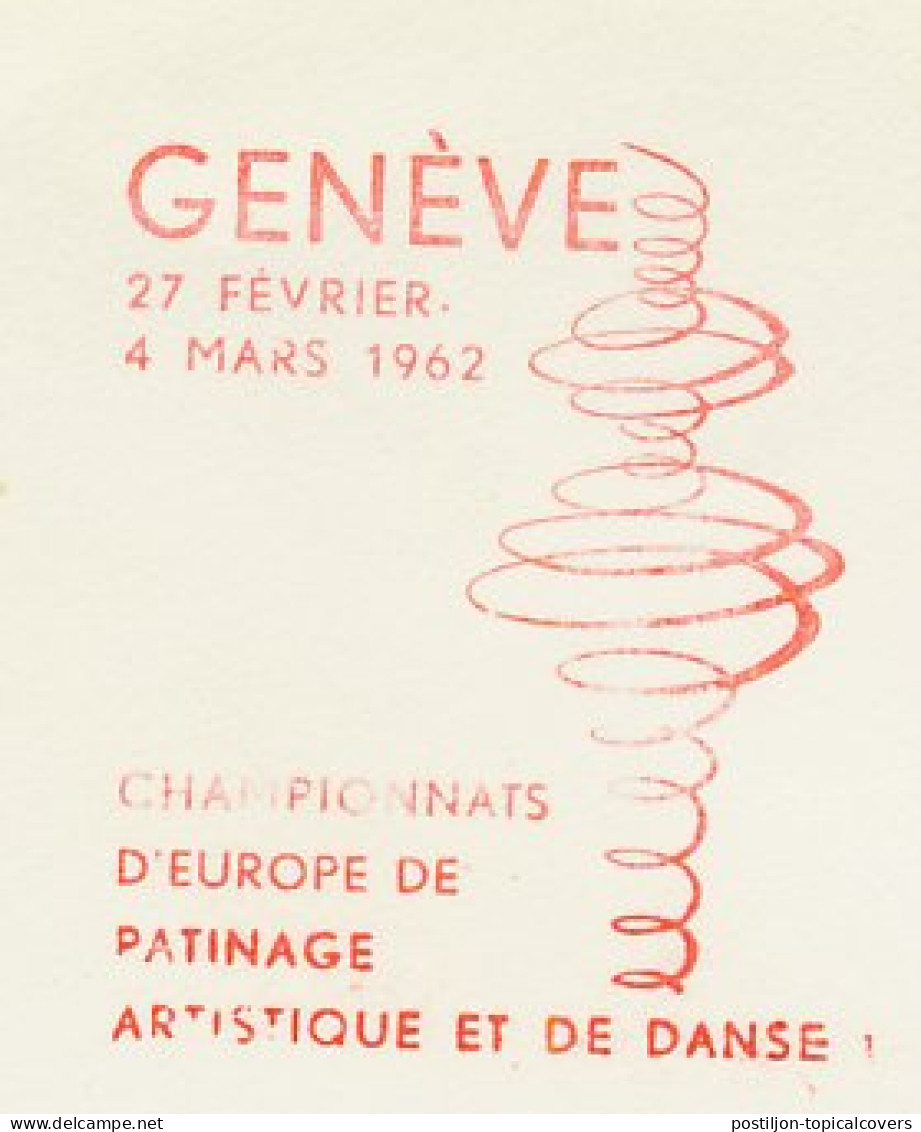 Proof / Test Meter Cover Switzerland 1962 European Championships Figure Skating Geneve 1962 - Hiver