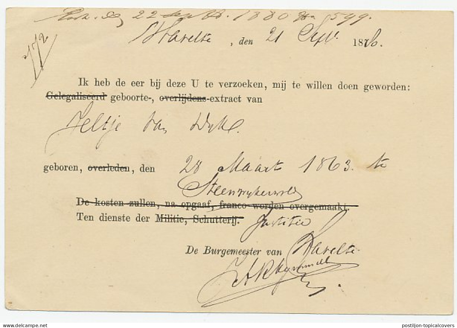 Naamstempel Havelte 1880 - Cartas & Documentos
