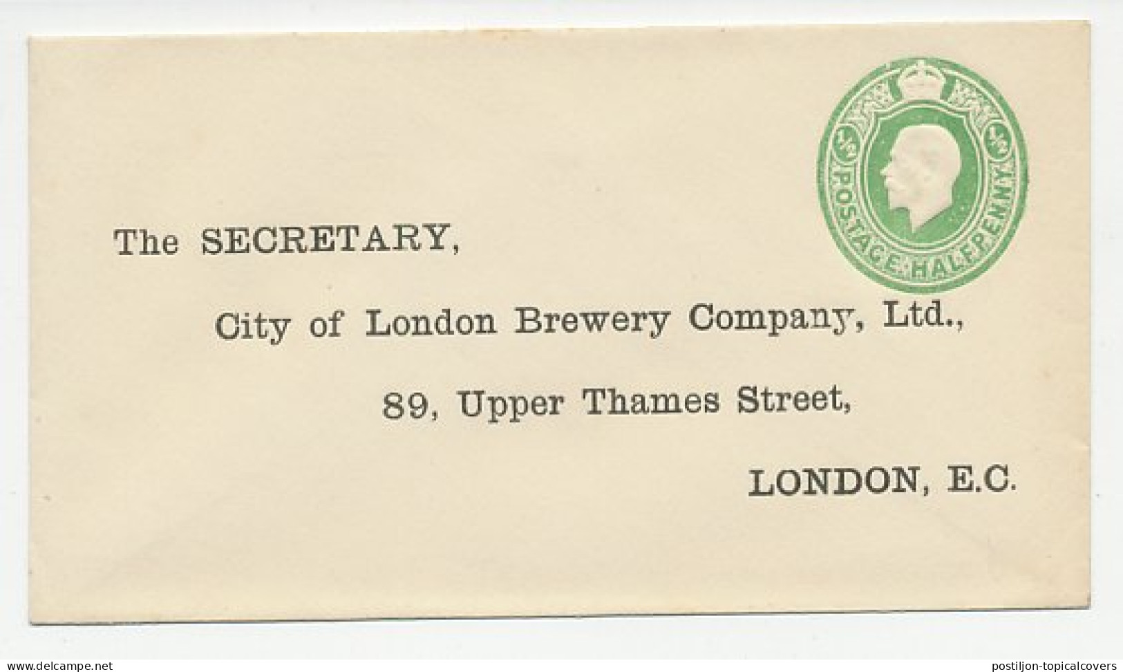 Postal Stationery GB / UK - Privately Printed City Of London Brewery Company - Vini E Alcolici