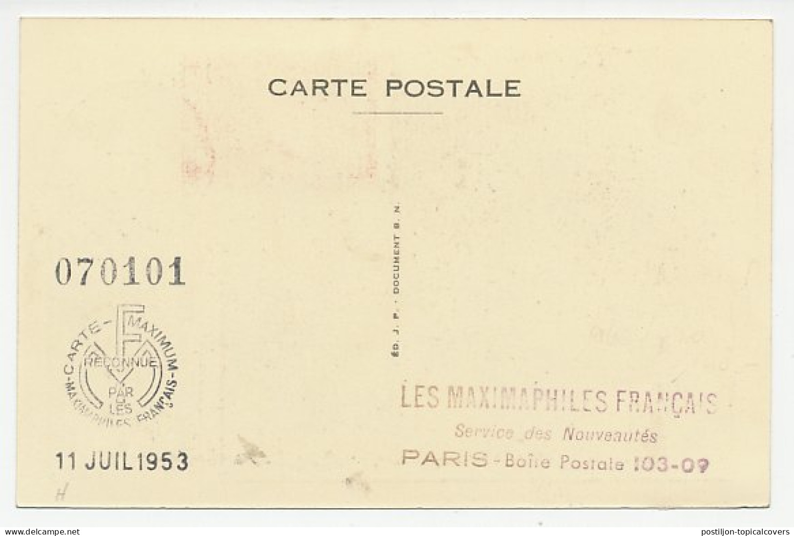 Maximum Card France 1953 Jean-Philippe Rameau - Composer - Music