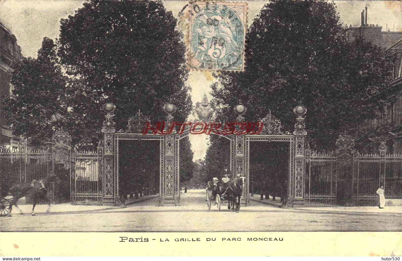 CPA PARIS - LA GRILLE DU PARC MONCEAU - ATTELAGE - Parks, Gärten