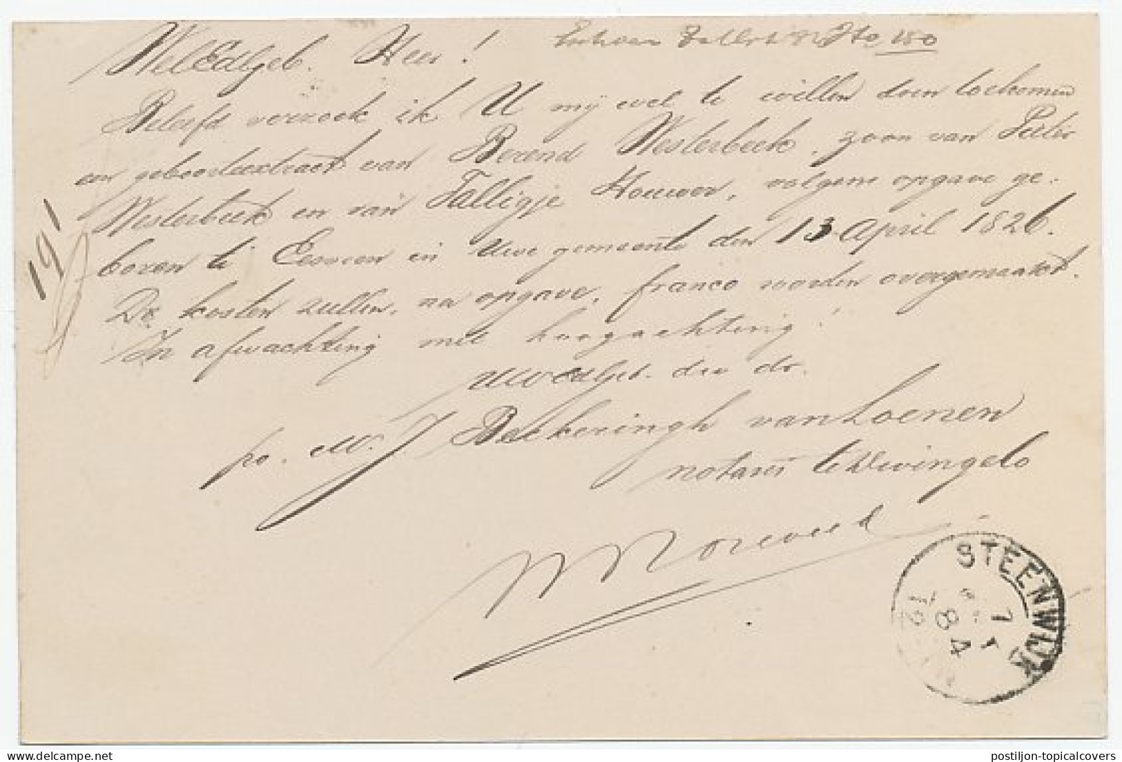 Naamstempel Dwingelo 1884 - Cartas & Documentos