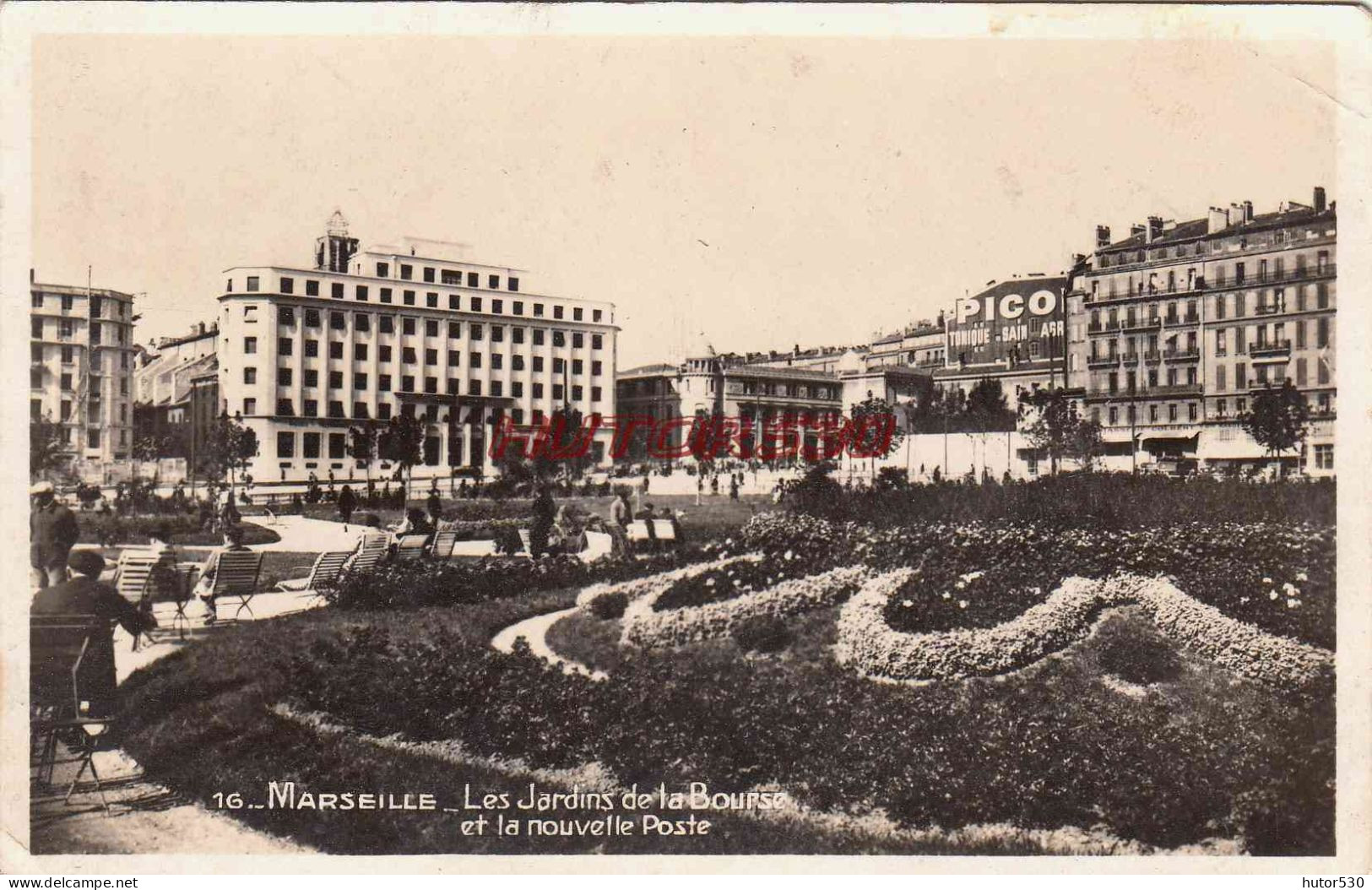 CPSM MARSEILLE - LES JARDINS DE LA BOURSE ET LA NOUVELLE POSTE - Canebière, Centre Ville