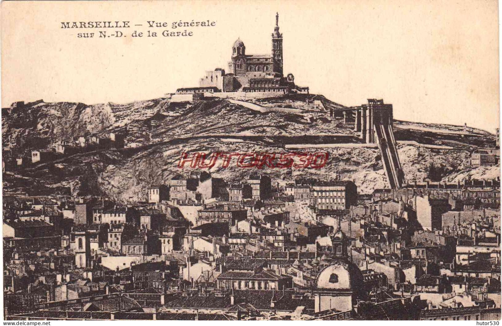 CPA MARSEILLE - VUE GENERALE SUR ND DE LA GARDE - Notre-Dame De La Garde, Funicular Y Virgen
