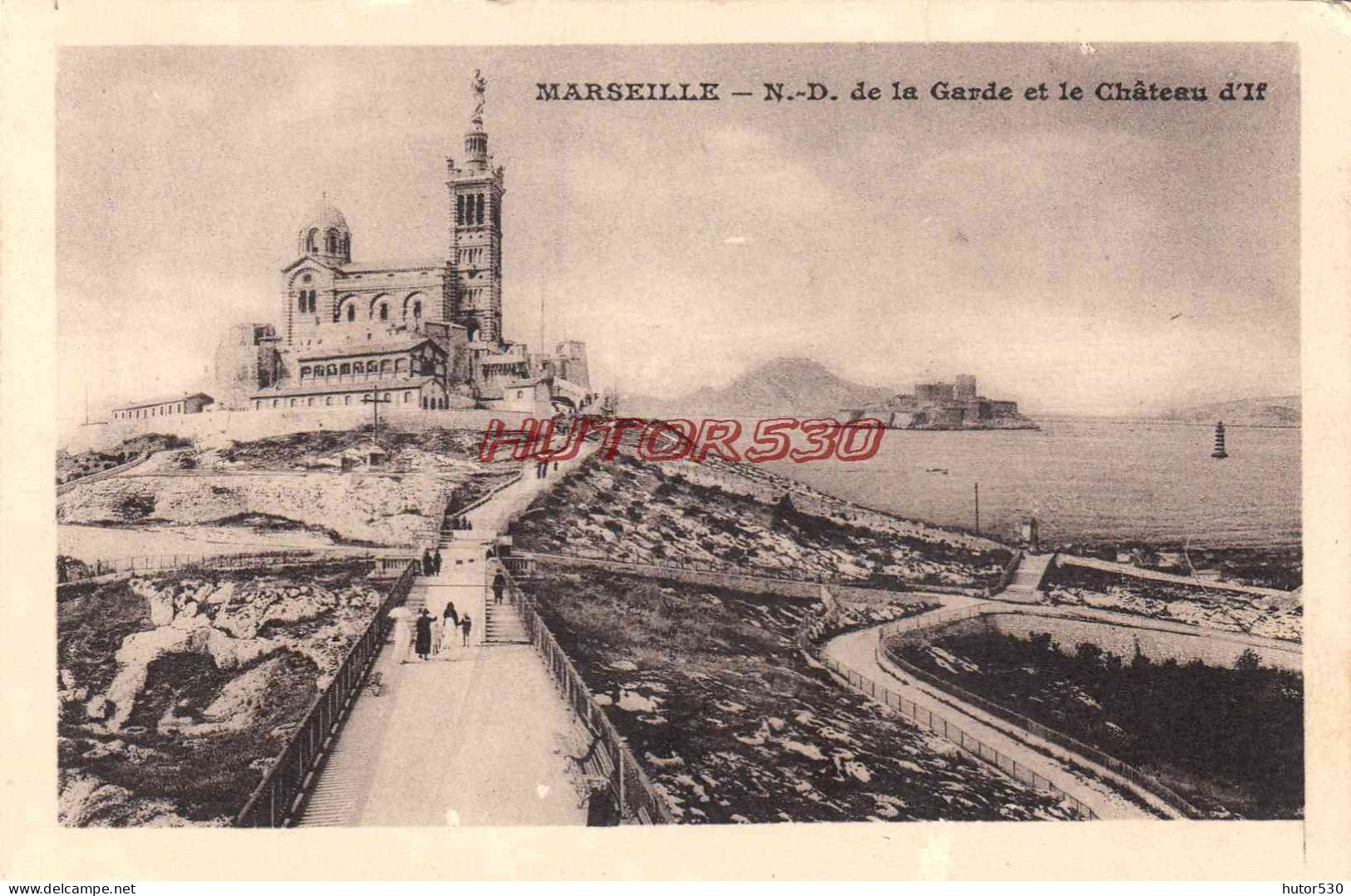 CPA MARSEILLE - NOTRE DAME DE LA GARDE ET CHATEAU D'IF - Notre-Dame De La Garde, Ascenseur