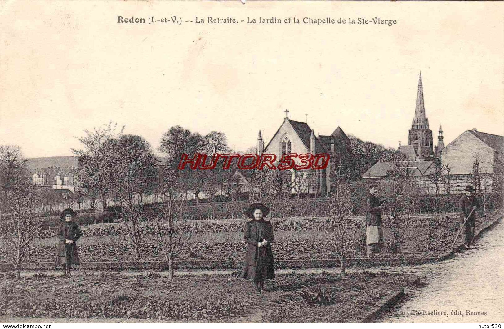 CPA REDON - I. ET V. - LA RETRAITE - LE JARDIN ET LA CHAPELLE - Redon