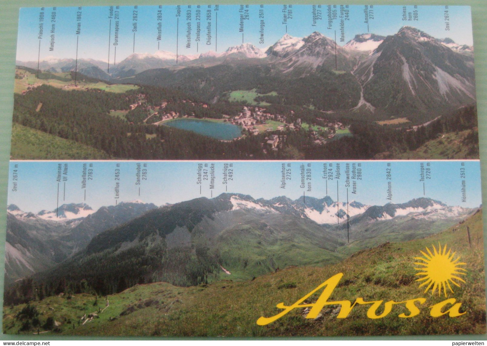 Arosa (GR)  - Zweibild Panoramakarte - Arosa