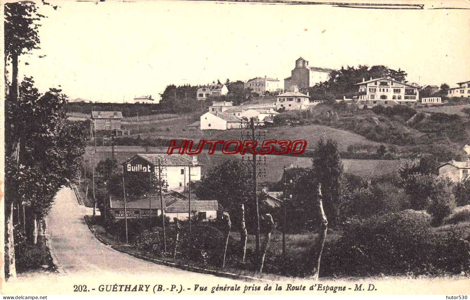 CPA GUETHARY - VUE GENERALE PRISE DE LA ROUTE D'ESPAGNE - Guethary