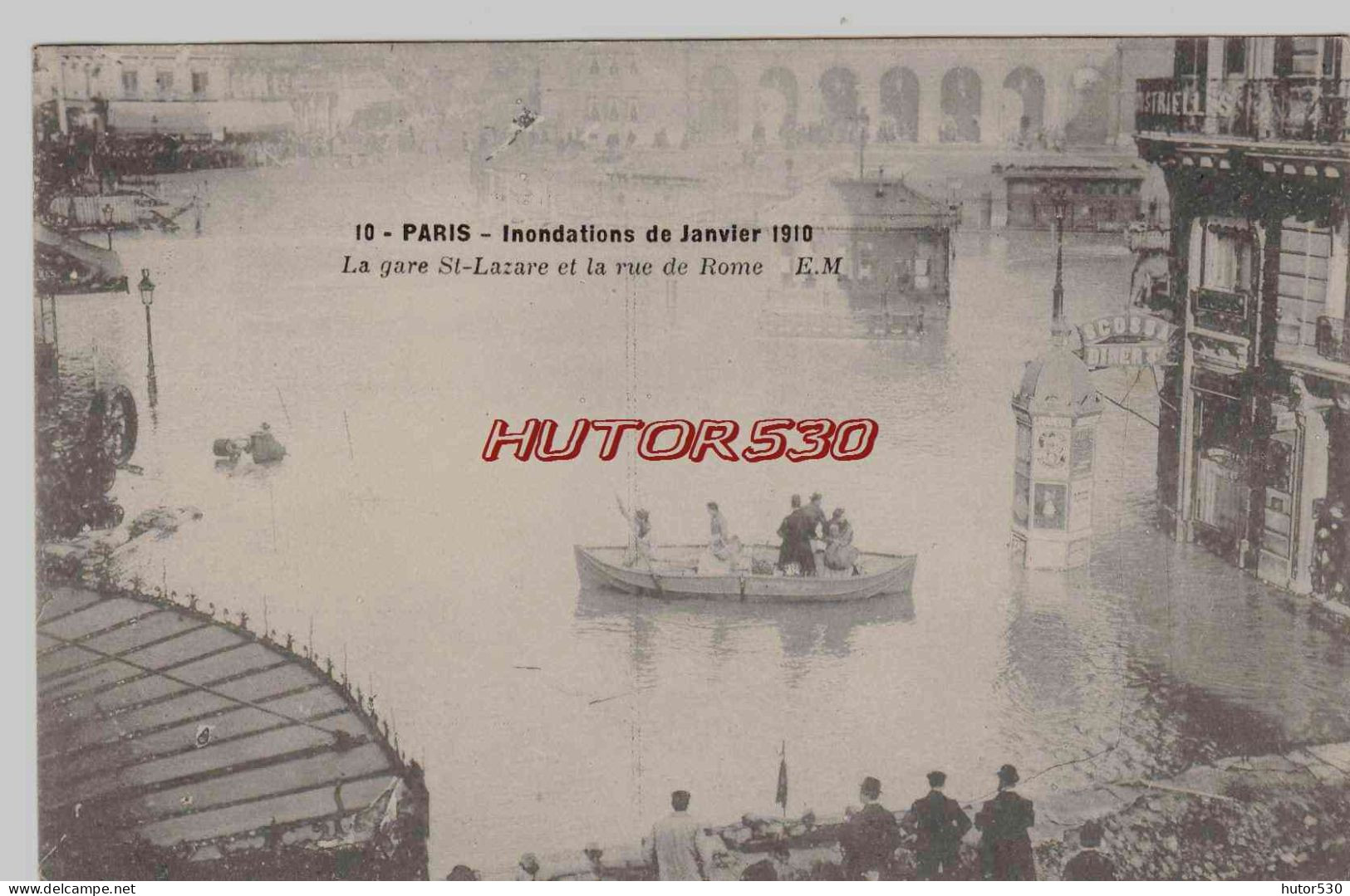 CPA PARIS - INONDATIONS DE 1910 - GARE SAINT LAZARE ET RUE DE ROME - Überschwemmung 1910