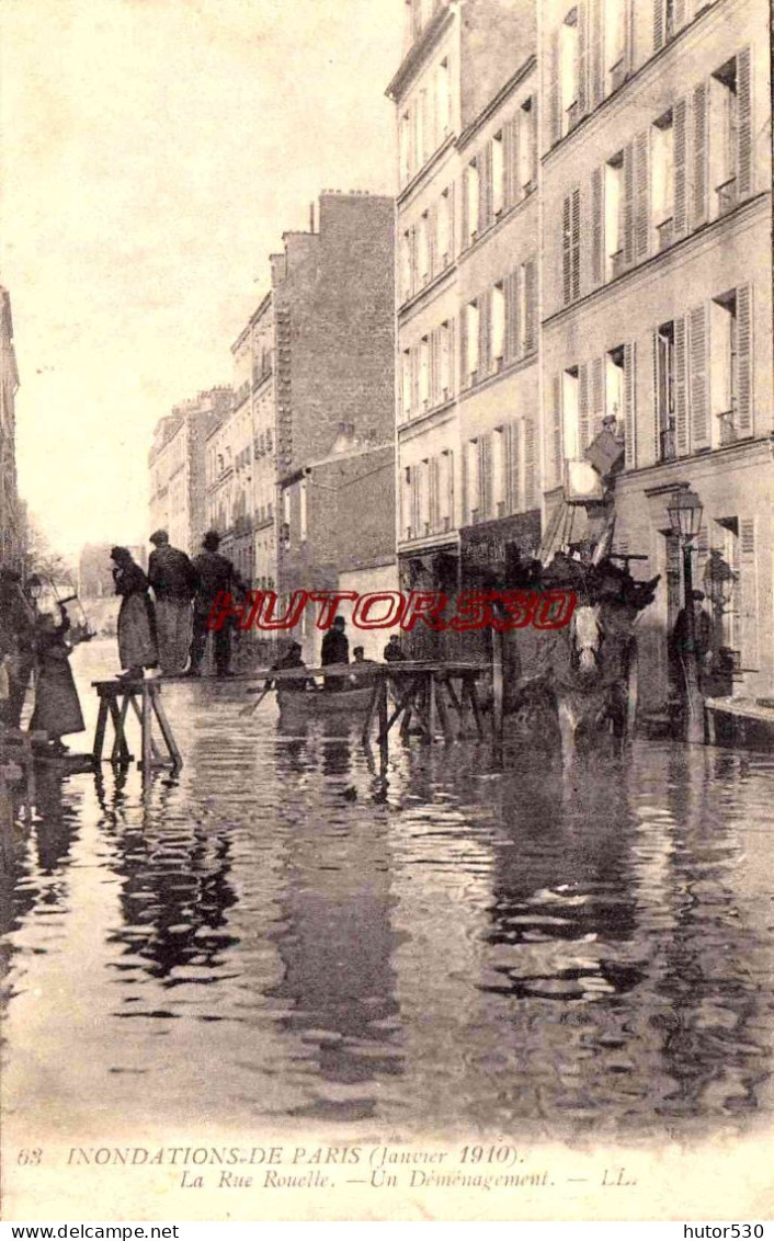 CPA PARIS - INONDATIONS 1910 - LA RUE ROUELLE - UN DEMENAGEMENT - Inondations De 1910