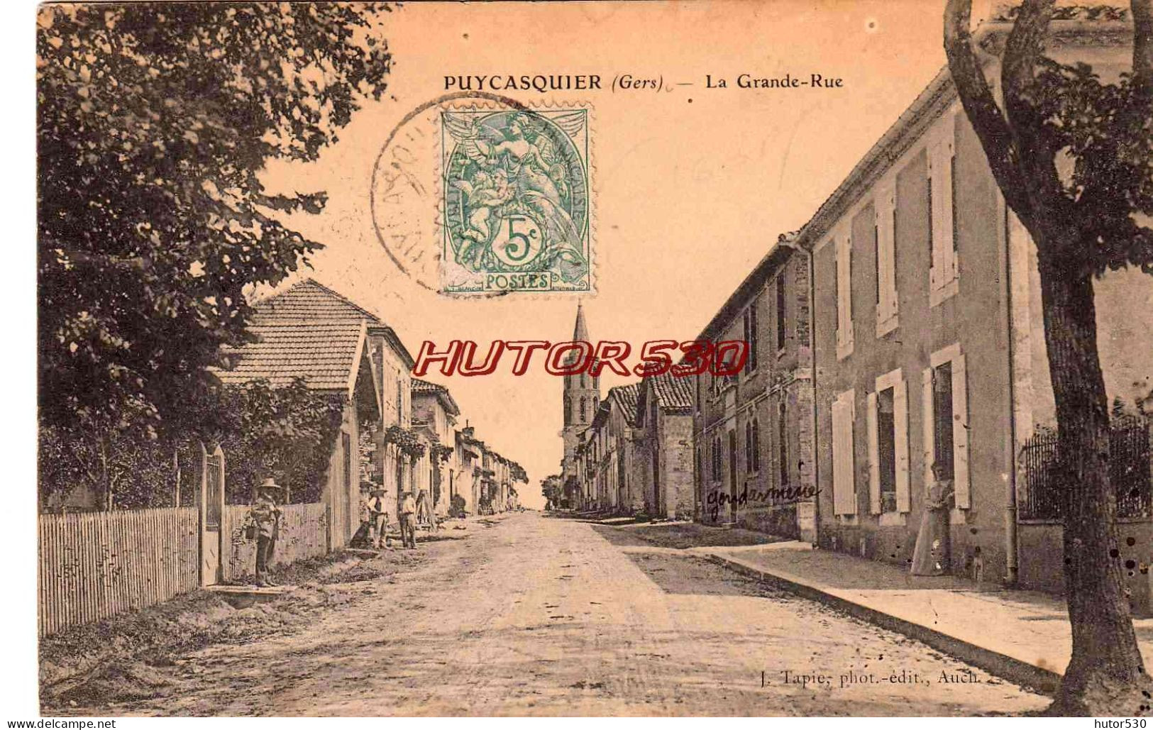 CPA PUYCASQUIER - GERS - LA GRANDE RUE - Sonstige & Ohne Zuordnung