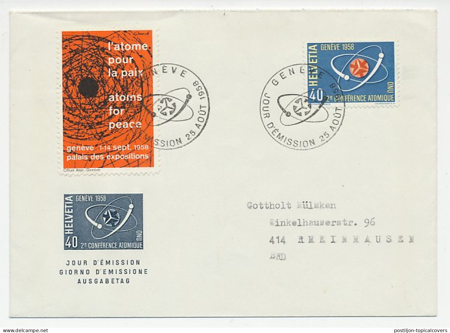 Cover / Postmark Switzerland 1958 United Nations - Atomic Conference - Altri & Non Classificati