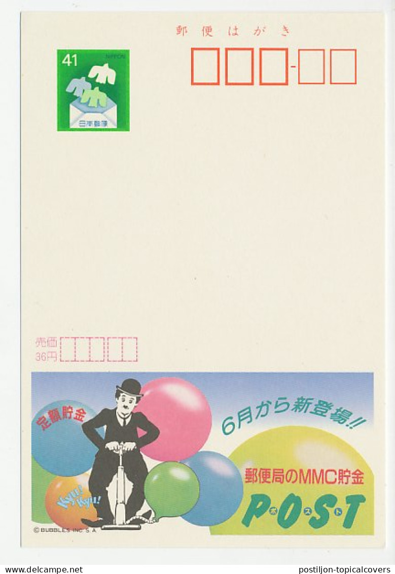 Postal Stationery Japan Charlie Chaplin - Cinéma