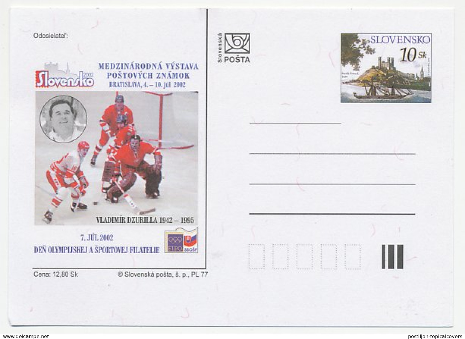 Postal Stationery Slovakia 2002 Ice Hockey Bratislava  - Winter (Varia)