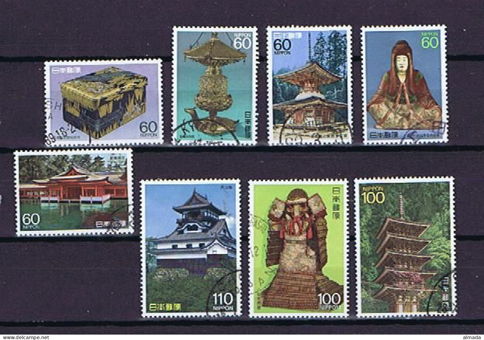 Japan 1987-1989:  Art Treasures, 8 Diff. Used, 8 Versch. Gestempelt - Gebruikt