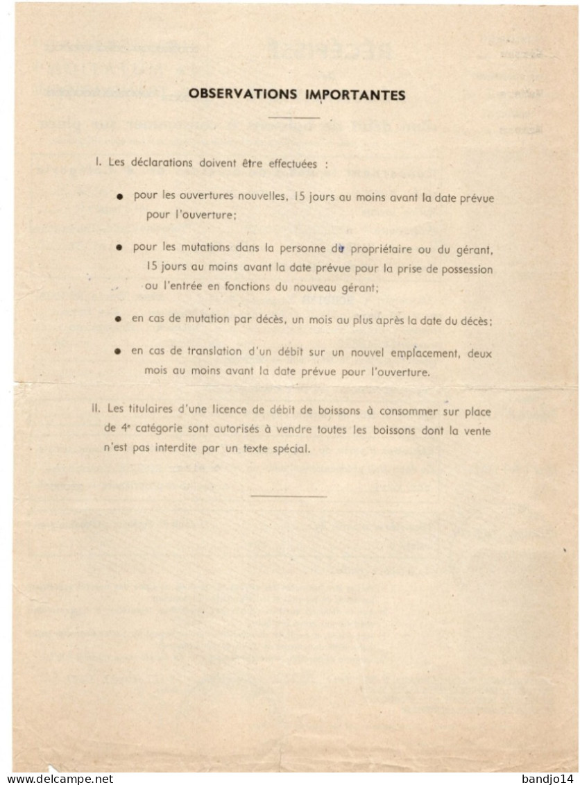 Mamers -1957 - Récépissé De Mutation D' Un Débit De Boisson ( 4 Timbres 5000f Et 2 Timbres 2000f ) - Lettres & Documents