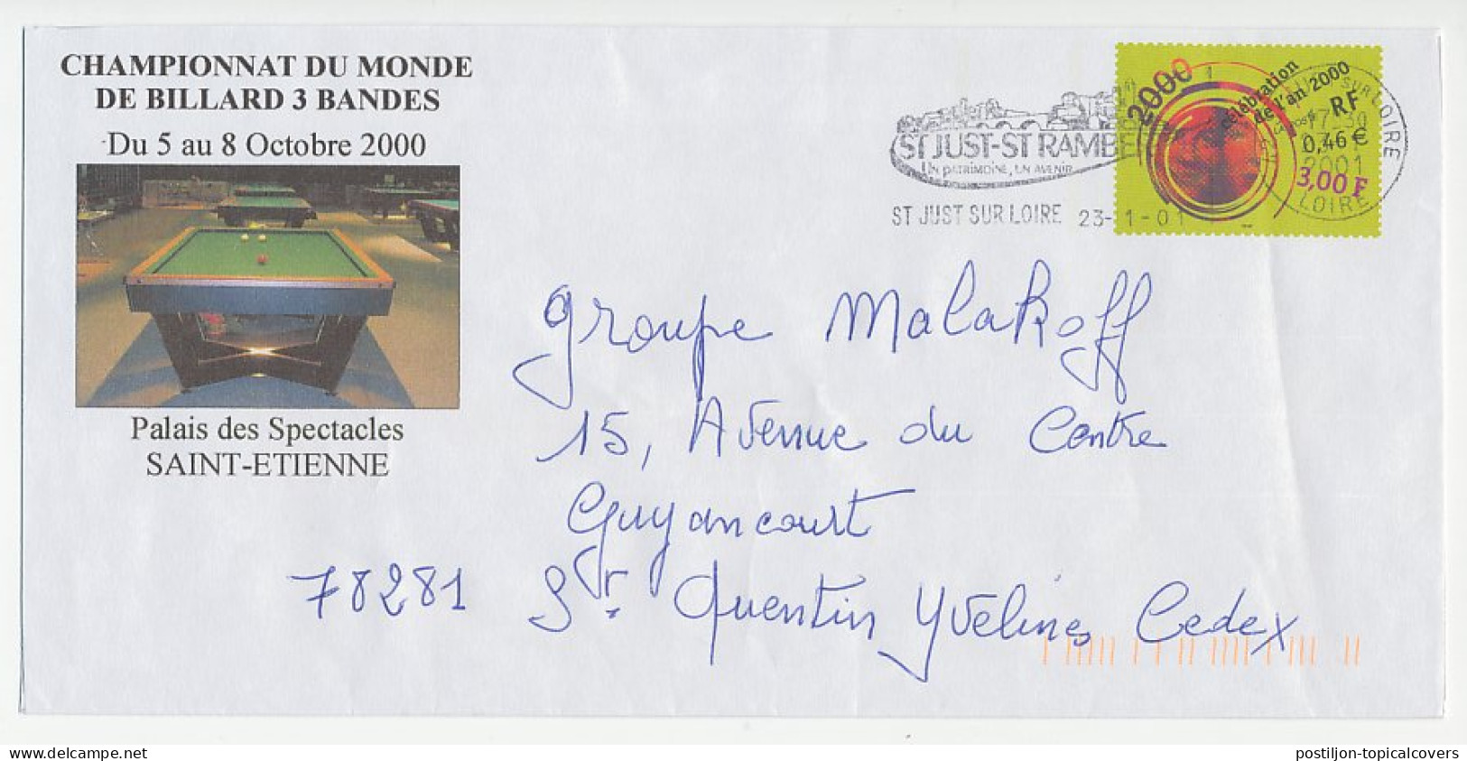 Postal Stationery / PAP France 2001 Billiards - Championship  - Sonstige & Ohne Zuordnung